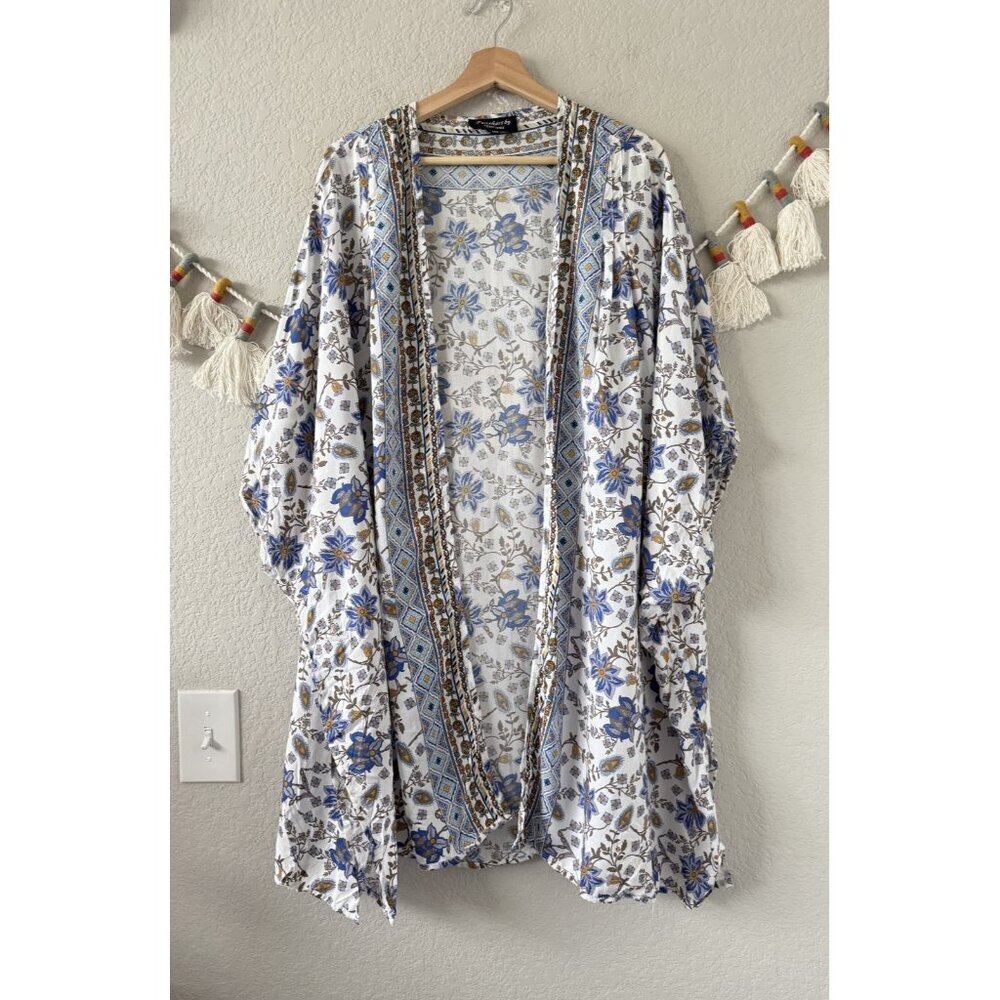 Feathers By Tolani Anthropologie Mila Floral Kimono Cottage Boho Fairy Beachy OS